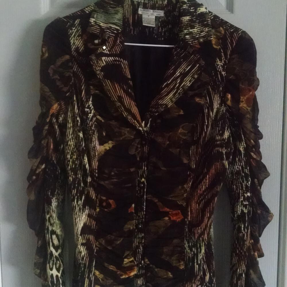 ALBERTO MAKALI Leopard Print Blouse Top